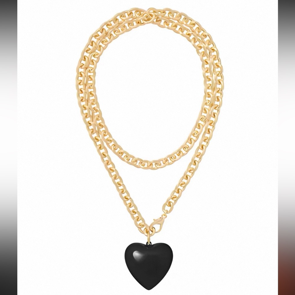 🖤Roxanne assoulin The Puffy Heart Necklace Black